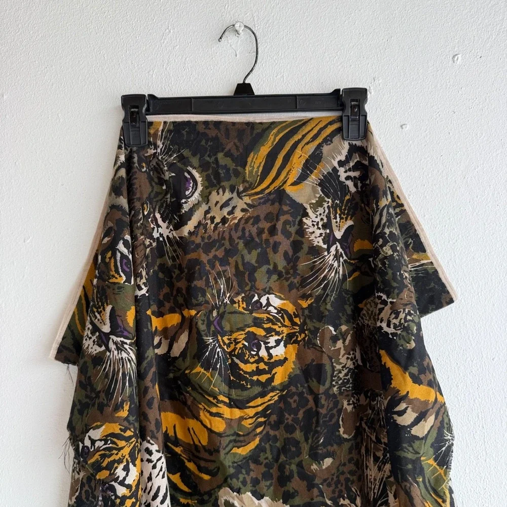 Vintage Jungle Animal Print Fabric Panel Tigers Leopards Upholstery 32x61 80's